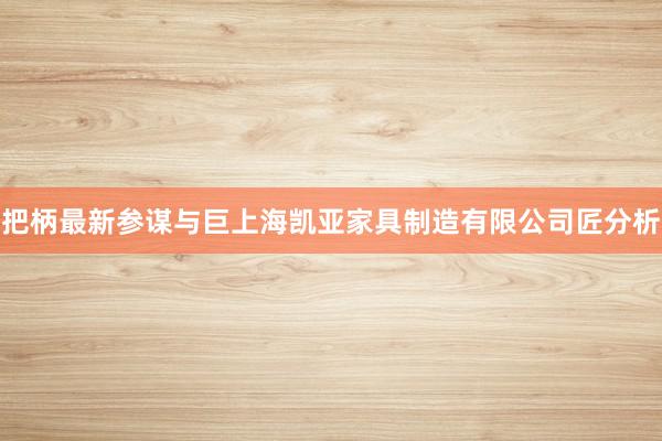 把柄最新参谋与巨上海凯亚家具制造有限公司匠分析